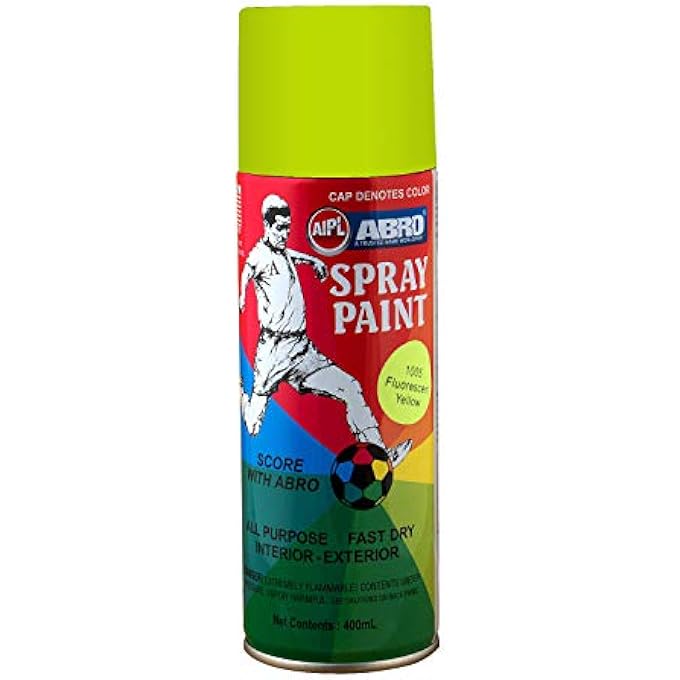 Abro SP-1005 MULTIPURPOSE COLOUR SPRAY PAINT CAN FOR CARS AND BIKES (400ML, FLUORESCENT YELLOW, 1 PC) - Image 1